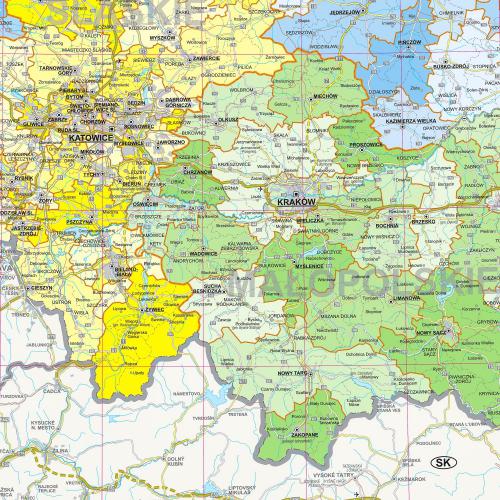 Polska. Mapa ścienna administracyjno-drogowa 1:700 000, 140x100 cm, EkoGraf